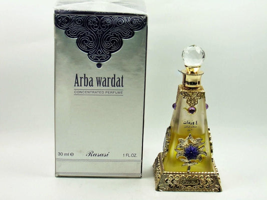 Rasasi Arba Wardat Arabian Perfume Oils For Women & Men, 30Ml (1.0 Oz) – Long Lasting Concentrated Perfume Oil, Luxurious Unisex Scented Oil For All-Day Freshness And Elegance In A Premium Bottle