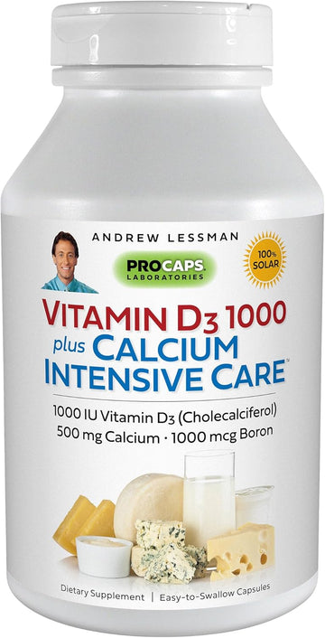 Andrew Lessman Vitamin D3 1000 Plus Calcium Intensive Care 360 Capsules – Essential For Calcium Absorption, Supports Bone Health, Healthy Muscle Function. Gentle, Easy-To-Absorb. No Additives