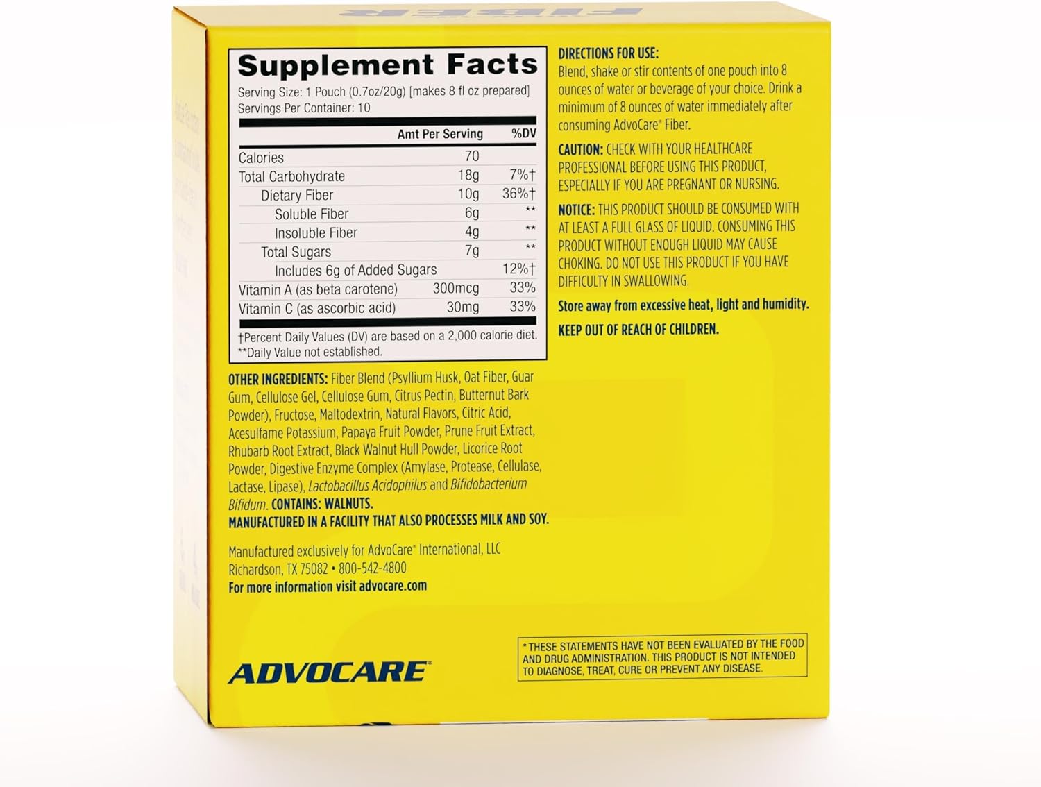 AdvoCare Fiber Dietary Supplement - Daily Fiber Powder Supplement with Soluble & Insoluble Fiber - Fiber Blend Includes Psyllium Husk & Citric Acid - Supports Digestive Health* - Citrus, 10 Pouches : Health & Household