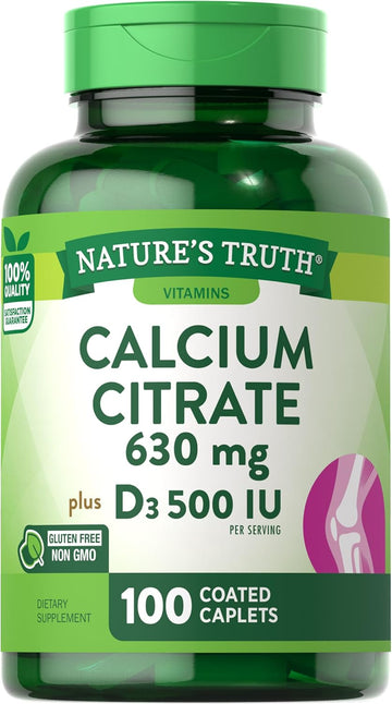 Calcium Citrate With Vitamin D3 | 100 Caplets | Non-Gmo, Gluten Free Supplement | By Nature'S Truth