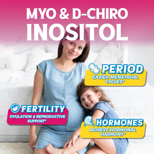 Inositol Supplement, Myo-Inositol & D-Chiro Inositol Fertility Supplements For Women, 40:1 Ideal Ratio, Hormone Balance And Ovarian Support, 80 Vegan Capsules