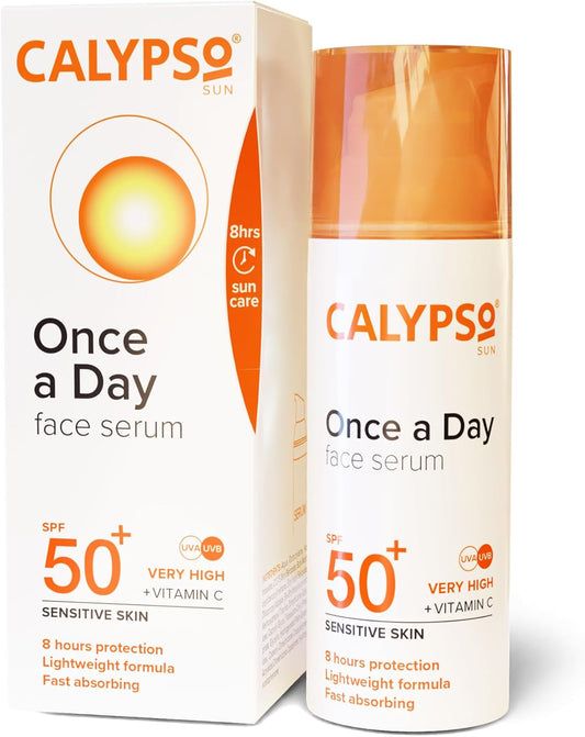 Calypso Once A Day Serum Spf50+, Serum With Vitamin C For Face And Neck, For Sensitive Skin. Very High Sun Protection. Uva + Uvb Primer
