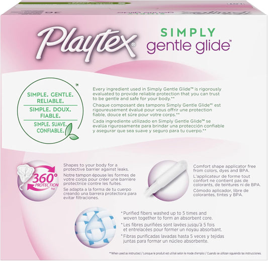 Playtex Simply Gentle Glide Unscented Tampons, Super Absorbency, 36 Count (Pack Of 1) (Packaging May Vary)
