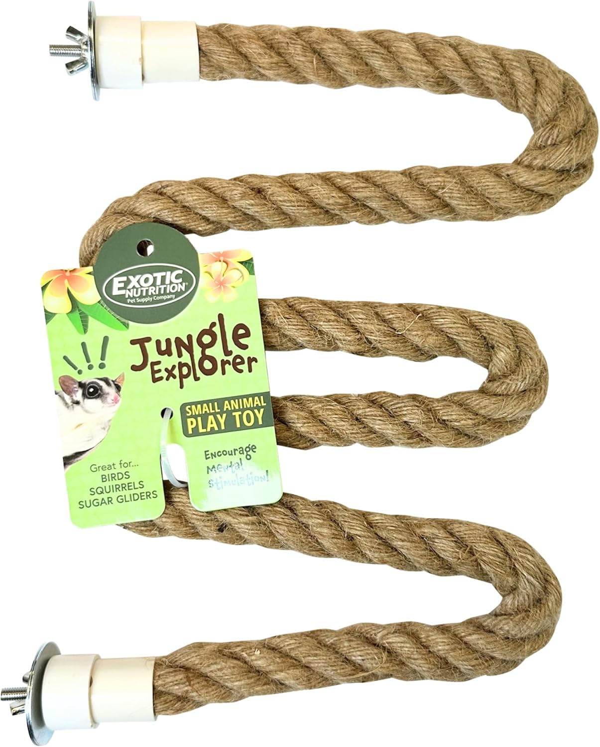 52 Inch Natural Rope (Large) - Flexible Bendable Climbing Rope Perch Cage Accessory Toy - Sugar Gliders, Squirrels, Degus, Marmosets, Monkeys, Parrots, Birds, Rats & Other Small Pets : Pet Supplies