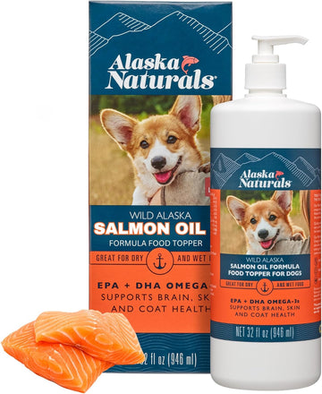 Alaska Naturals – Wild Alaska Salmon Oil Formula Dog Food Topper – Epa And Dha Omega-3 - Supplement For Healthy Skin, Shiny Coat – Made In The Usa – 32 Oz. Pump Bottle