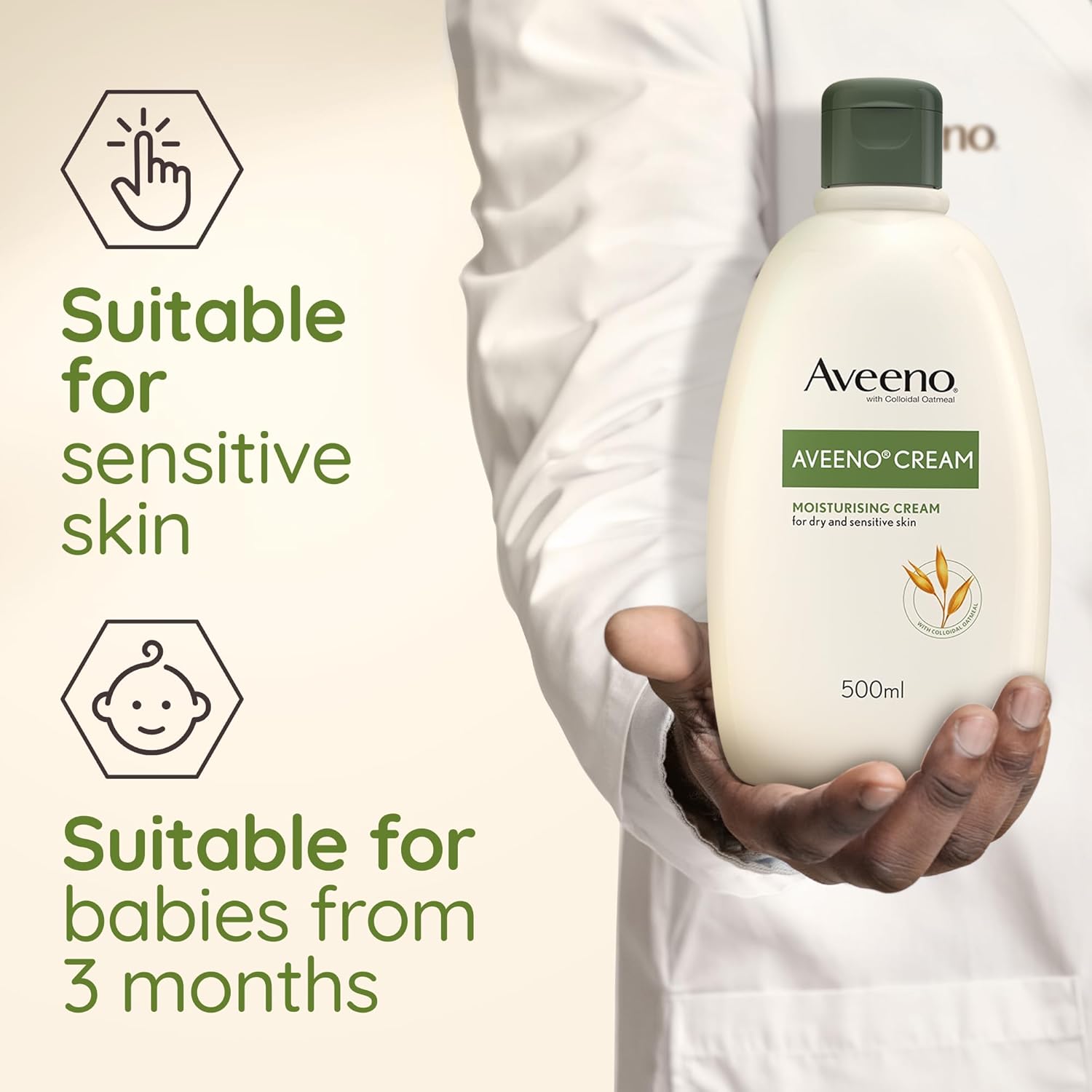 Aveeno Moisturising Cream (1x 500ml), Nourishing Body Lotion with Hydrating Colloidal Oatmeal, Full Body Moisturiser for Dry and Sensitive Skin, Suitable For Adults and Babies From 3 Months : Amazon.co.uk: Beauty