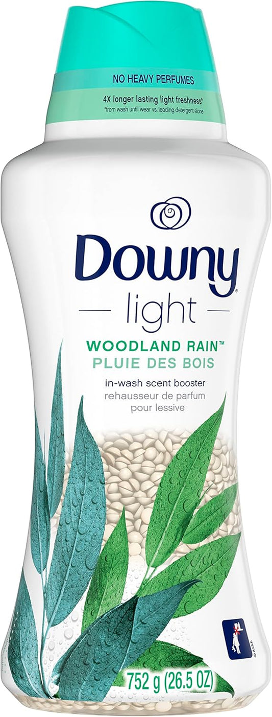 Downy Light Laundry Scent Booster Beads For Washer, Woodland Rain, 26.5 Oz, With No Heavy Perfumes