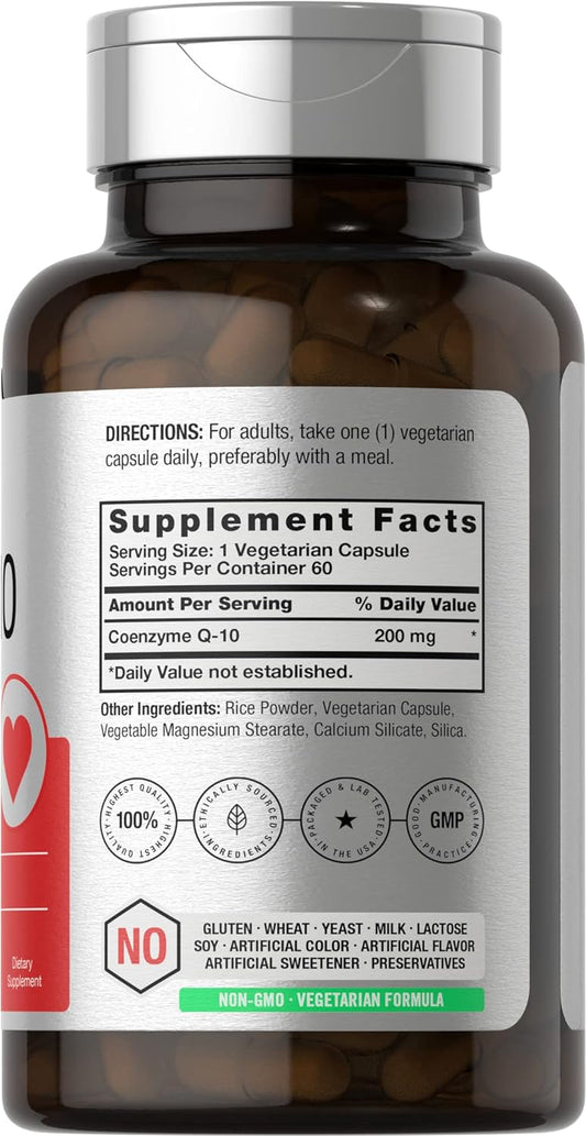Horbäach Coq10 Capsules | 200Mg | 60 Count | Vegetarian, Non-Gmo, Gluten Free