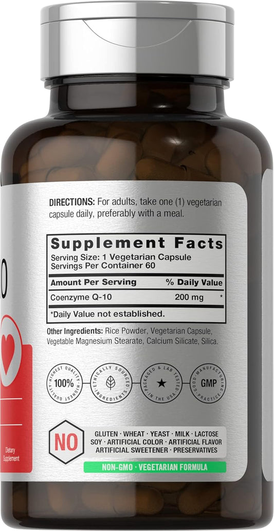Horbäach Coq10 200Mg | 60 Capsules | Vegetarian, Non-Gmo, Gluten Free Supplement