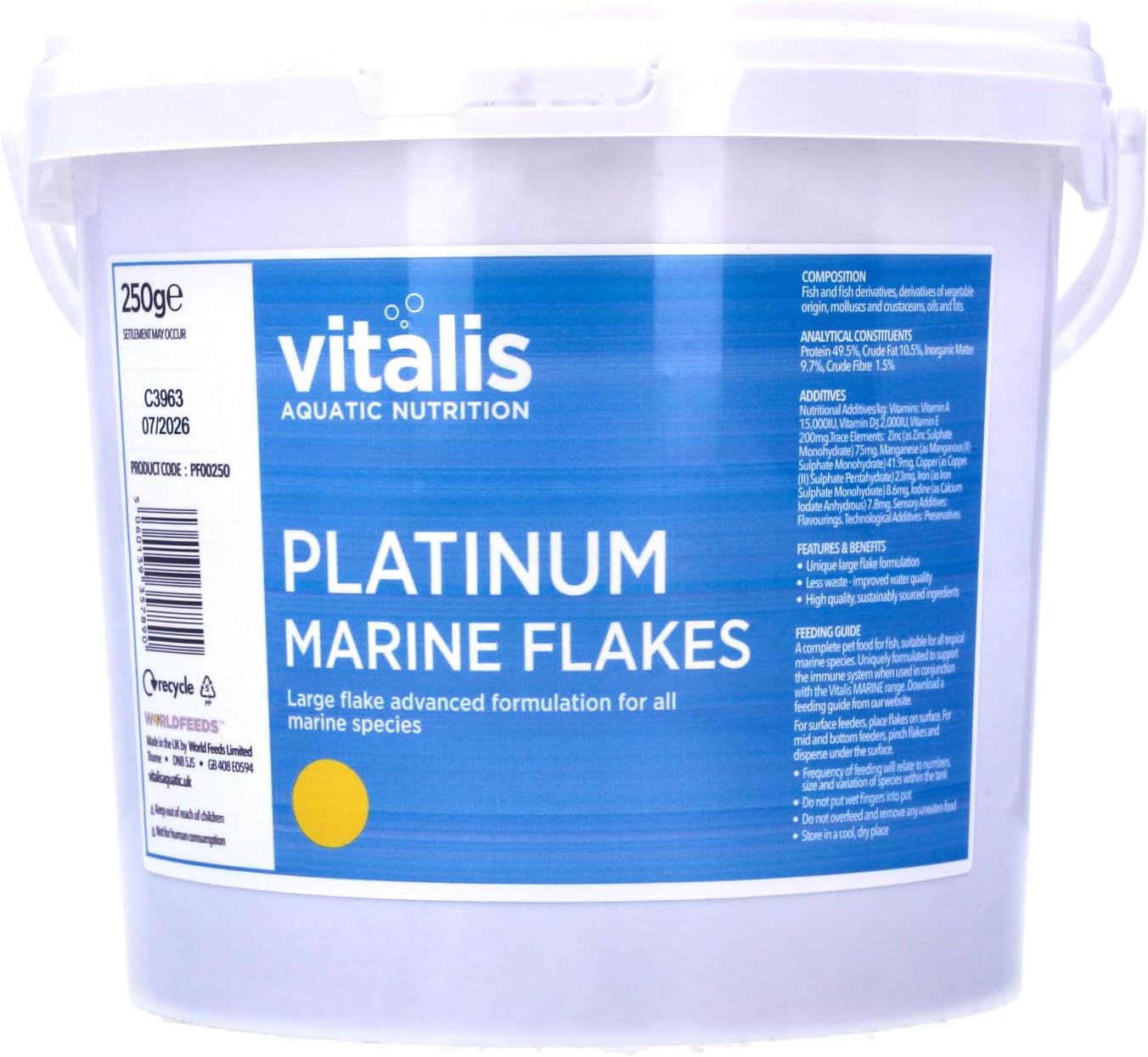 Vitalis Platinum Marine Flakes 250G Fish Food