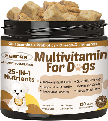 Dog Multivitamin With Probiotics - Dog Vitamins And Supplements - Multivitamin For Dogs With Glucosamine, Omega 3 And Probiotics For Dogs Digestive Health, Immunity, Joint, Hip, Skin And Coat