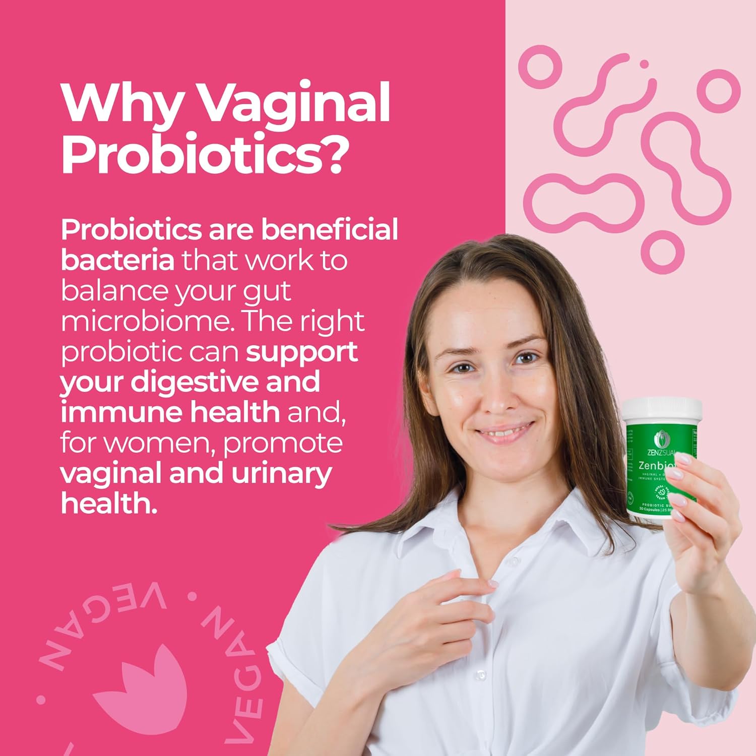 Zenzsual Zenbiotic Probiotics Support For Women – 25 Billion Cfu, Vaginal Health & Ph Balance Support, Odor & Yeast Control, Gut & Digestive Health, Urinary Comfort, Hormone Balance, 30 Vegan Capsules : Health & Household