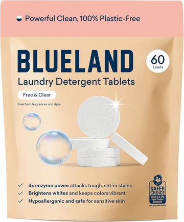 Blueland Laundry Detergent Tablets, 36 Count, Unscented Plastic-Free Eco-Friendly Pods, Sheets, Liquid Alternative - Natural, Gentle, Non Toxic