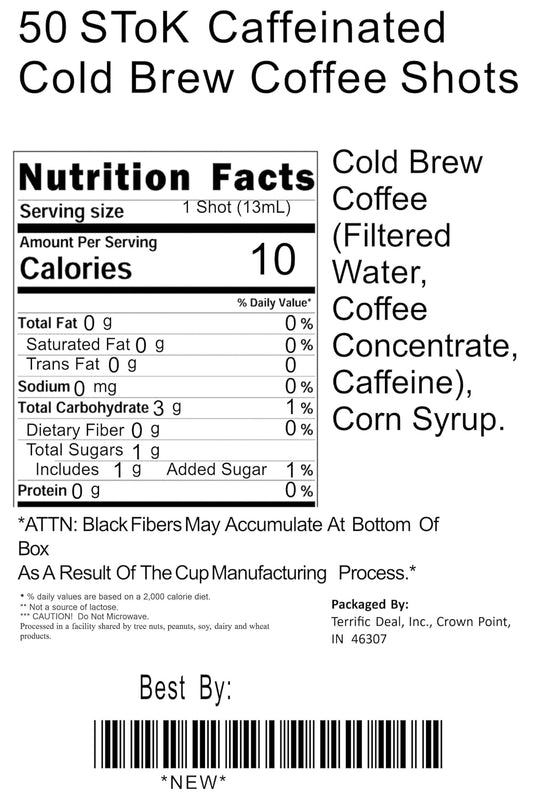 50 Stok Caffeinated Cold Brew Coffee Shots
