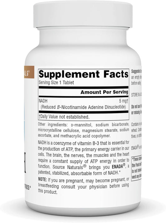 Source Naturals Enada Nadh For Energy And Mental Alertness* 5 Mg - 60 Tablets