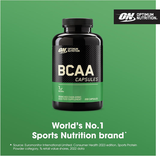 Optimum Nutrition Bcaa Capsules, Amino Acids Tablets, 1000 Mg Of Essential Amino Acids Bcaas With L-Leucine, L-Isoleucine And L-Valine, Unflavoured, Bcaa Supplements, 100 Servings, 200 Capsules