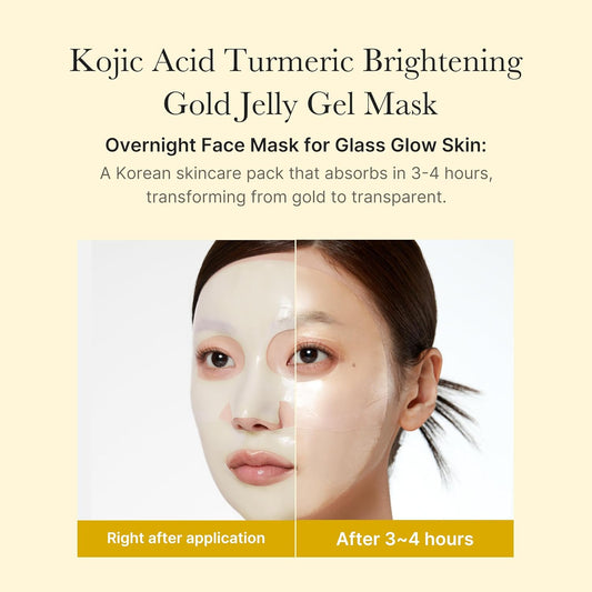 Medicube Kojic Acid Turmeric Brightening Gold Jelly Gel Mask | Overnight Face Mask For Glass Glow Skin- Elasticity, Hydrating, Firming And Moisturizing | Korean Skincare, 28G X 4Ea