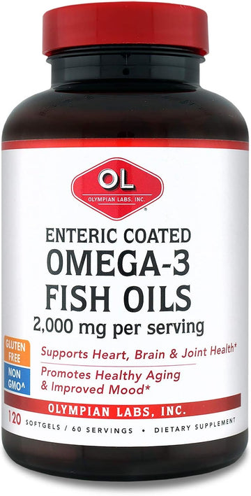 Olympian Labs Enteric Coated Omega 3 Fish Oils, 2000 mg per serving/ 6