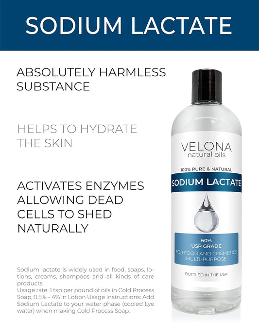 Velona Sodium Lactate 60% - 64 Oz | Usp Grade Natural Preservative | For Soap Making & Lotions | Harder Bar Of Soap, Ph Regulator, Glycerin Substitute, Provides And Keep Moisture