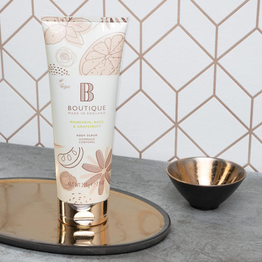 Boutique Neroli, Pear & Gingerlily Fragrance Body Scrub, 225Ml, Exfoliating Body Scrub, Refreshing - Essential Oils - Vegan And Cruelty Free, No Sls Or Parabens - Made In England