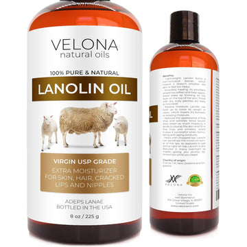 velona Lanolin Oil USP Grade 8 oz | 100% Pure and Natural Carrier Oil | Refined, Cold pressed | Skin, Hair, Body & Face Moisturizing | Use Today - Enjoy Results