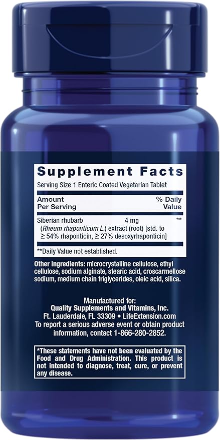 Life Extension Menopause Relief – Siberian Rhubarb – Menopause Supplement For Women – Ease Hot Flashes, Mood Swings, Night Sweats Relief – Gluten-Free, Non-Gmo, Vegetarian – 30 Tablets