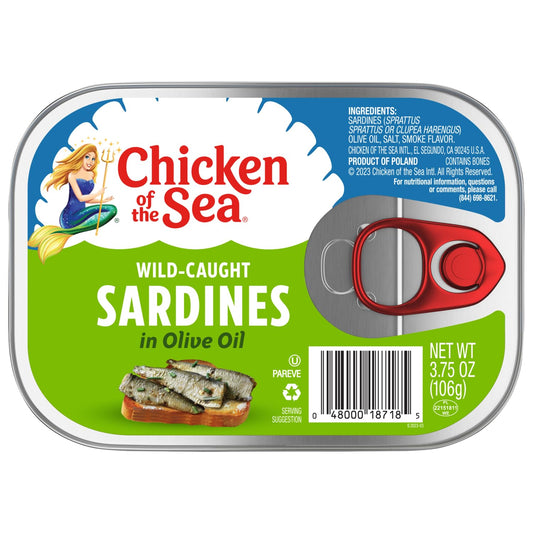 Chicken Of The Sea Sardines In Olive Oil, Wild Caught, 3.75 Oz. Can (Pack Of 18) (Packaging May Vary)