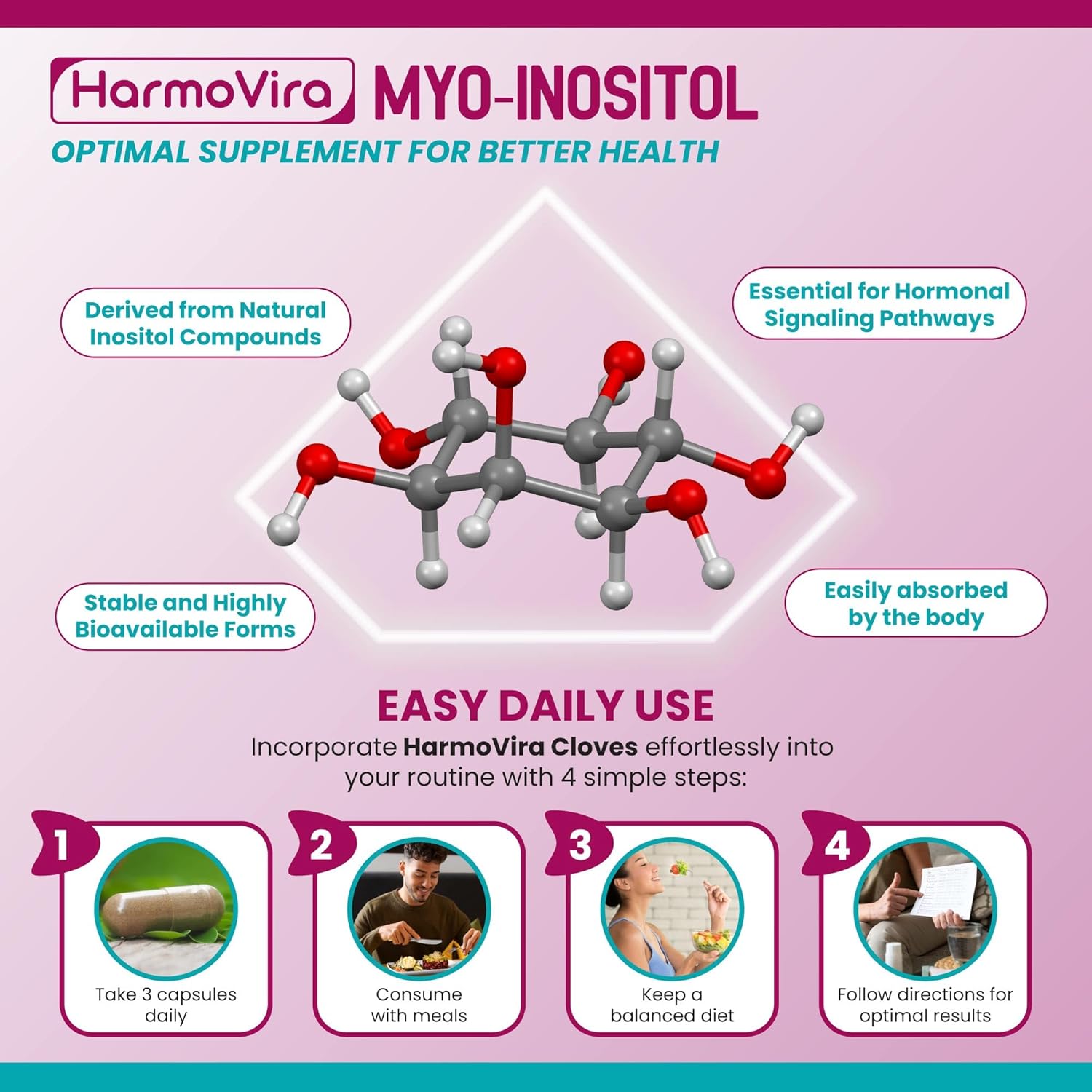 Harmovira Myo-Inositol + D-Chiro Inositol Supplement – 12-In-1 Formula With Berberine, Cinnamon, Bitter Melon – 180 Capsules – Non-Gmo, Gluten-Free : Health & Household