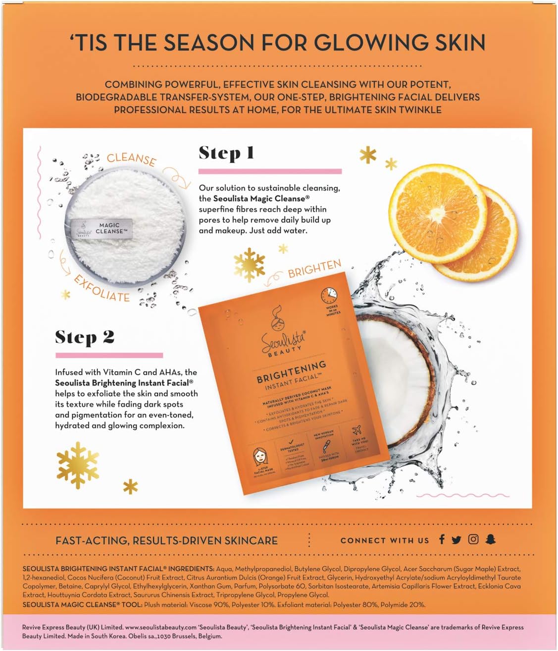 Seoulista Beauty Two To Twinkle Cleanse and Bright Skincare System -Christmas Beauty Skin Care Gift Set —Bonus Magic Cleanse with Two Brightening Instant Facials with Vitamin C : Amazon.co.uk: Beauty