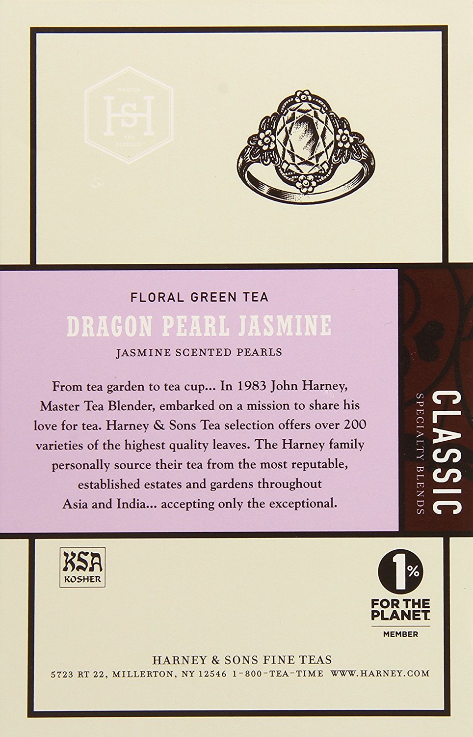 Harney & Sons Dragon Pearl Green Tea Sachets, Jasmine, 1.7 Oz