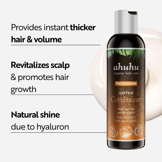 Ahuhu Thickening Caffeine Conditioner (200 Ml) – Hair Growth Conditioner For Damaged Hair, Strengthens Fine & Thinning Hair, Organic Caffeine & Rice Starch Formula, Silicone-Free, Hair Care For Women