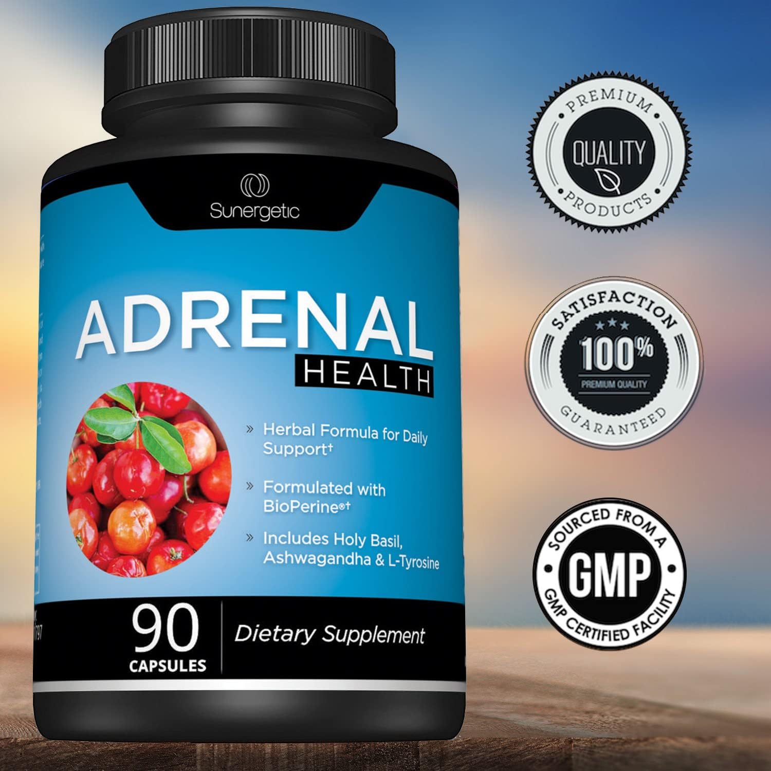 Premium Adrenal Support Supplement - Adrenal Formula for Energy, Adrenal Health & Mood – Adrenal Complex Includes Ashwagandha, L-Tyrosine, Holy Basil & Acerola –90 Capsules : Health & Household