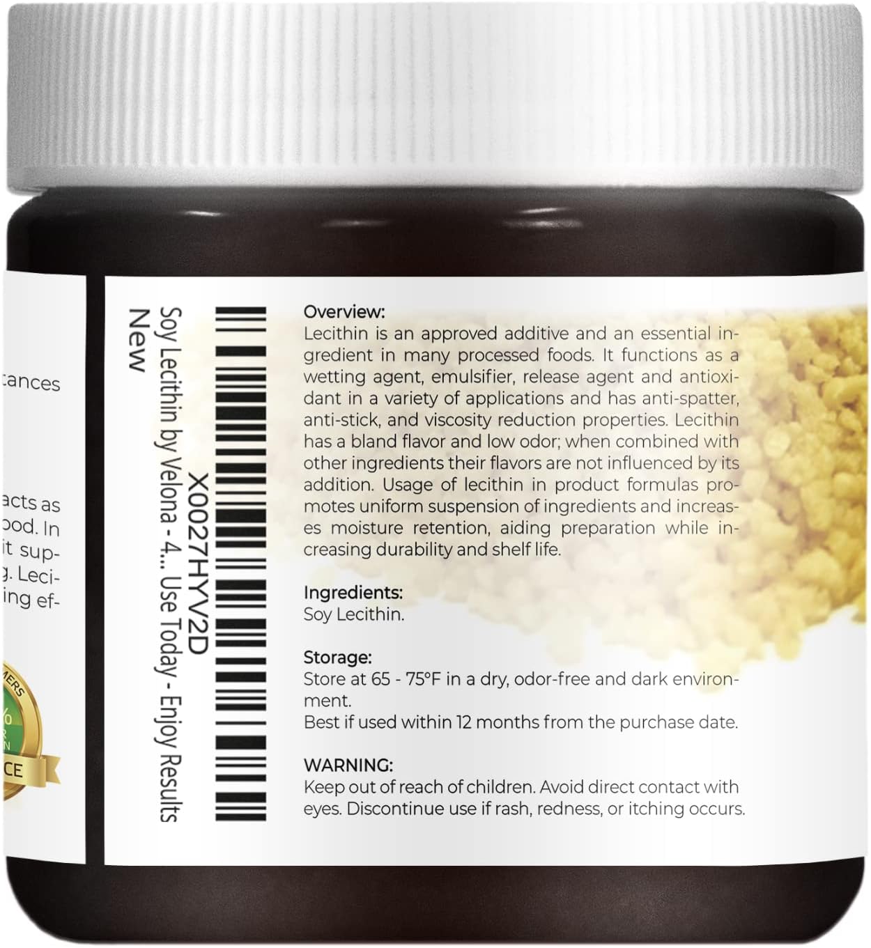 velona Pure Liquid Soy Lecithin 4 oz | Food Grade | Unbleached| Emulsifier, Stabilizer, Softener, Smoother, Wetting Agent | Use Today - Enjoy Results : Health & Household