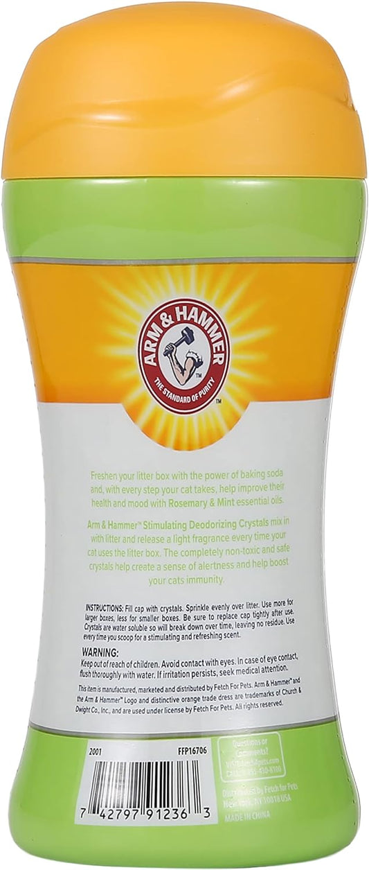 Arm & Hammer Deodorizing Cat Litter Crystals For Litter Boxes | Stimulating Odor Neutralizing Cat Litter Odor Eliminator In Rosemary & Mint Scent | Litter Box Odor Eliminator, 15 Oz