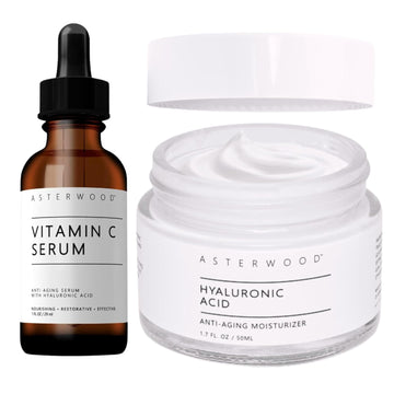 Asterwood Vitamin C 1 Oz + Hyaluronic Acid Moisturizer 1.7 Oz