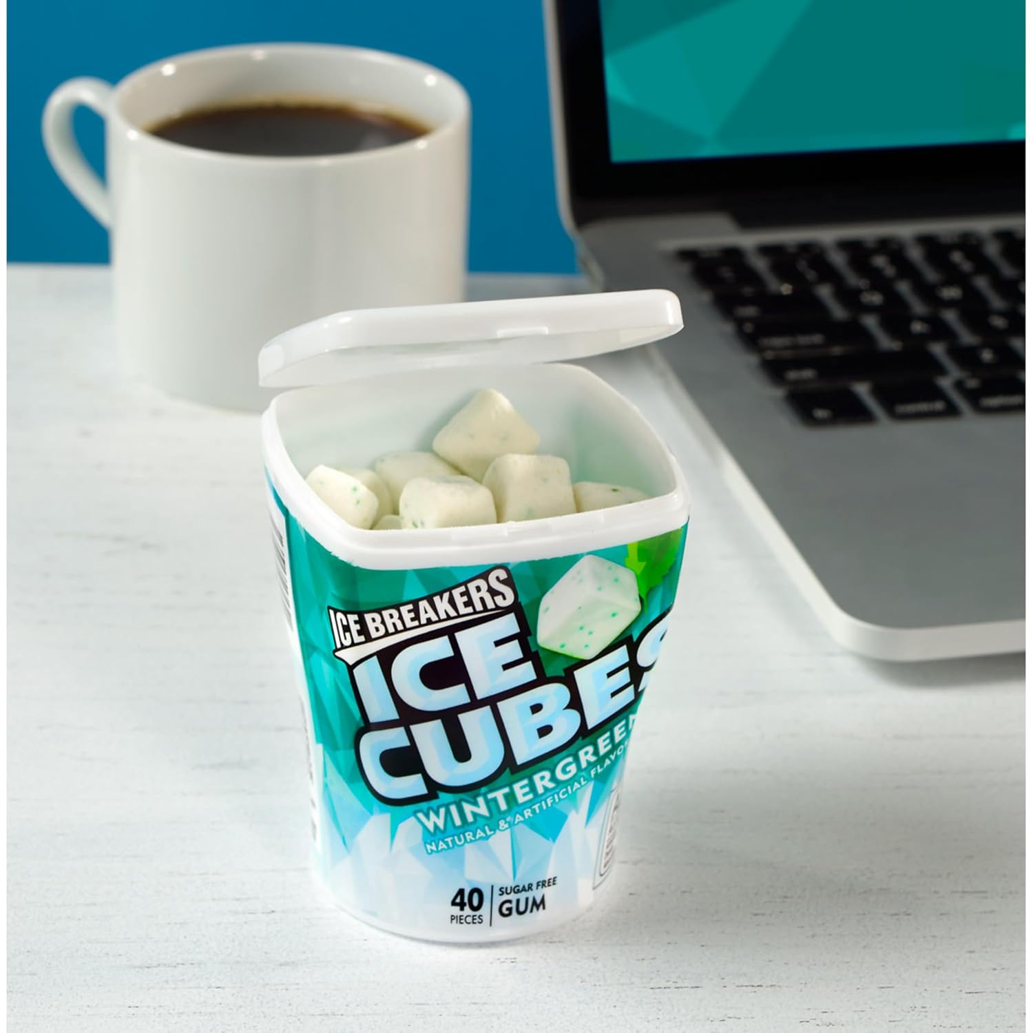 Ice Breakers Ice Cubes Wintergreen Sugar Free Chewing Gum Bottles, 3.24 Oz (6 Count, 40 Pieces)