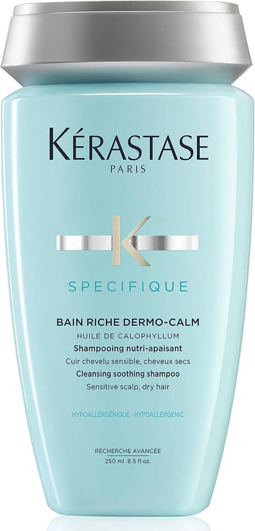 Kérastase Specifique, Cleansing And Soothing Shampoo, For Sensitive Scalps And Dry Hair, With Calophyllum Oil And Glycerine, Bain Riche Dermo-Calm, 250 Ml