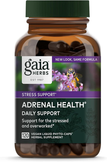 Gaia Herbs Adrenal Health Daily Support - With Ashwagandha, Holy Basil & Schisandra - Herbal Supplement To Help Maintain Healthy Energy And Stress Levels - 120 Liquid Phyto-Capsules (120 Count)