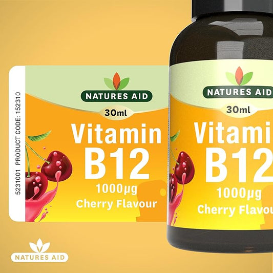 Natures Aid Vitamin B12 Daily Oral Spray 30Ml - Natural High Strength 1000µg Supports Energy Tiredness Fatigue Healthy Immune Nervous System - Pill Tablet Capsule Free Liquid Supplement 4-Month Supply