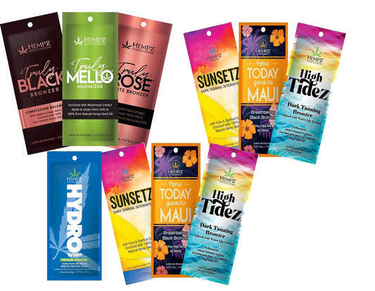 10 New Assorted Indoor Tanning Bed Lotion Packets Samples Packettes