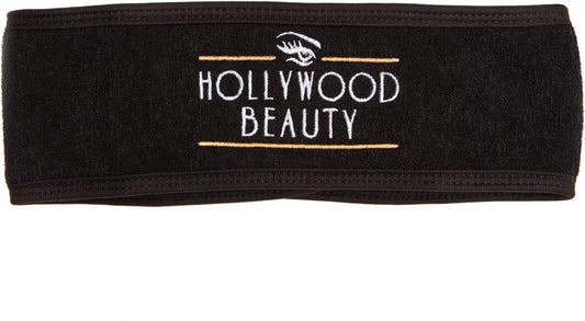 Hollywood Browzer Beauty Spa Headband - Ladies - Comfy & Soft - Adjustable Head Hair Band To Keep Hair Off The Face When Dermaplaning, Cleansing, Mask, Applying Makeup - Womens - Black