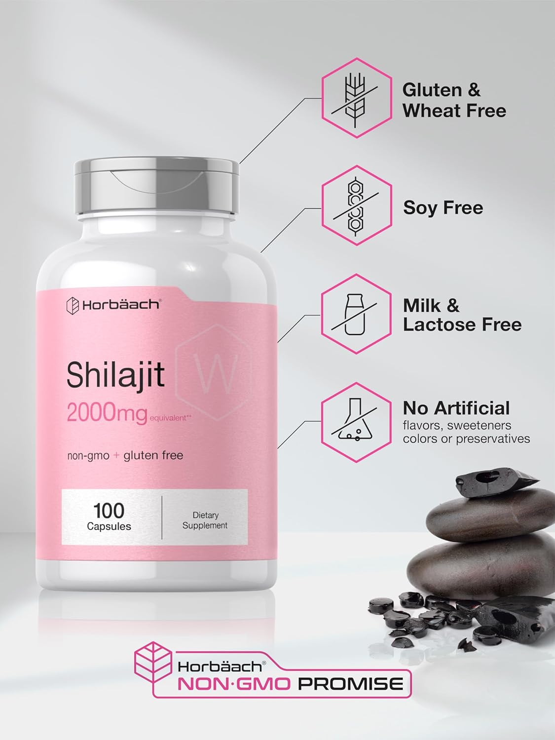 Horbaach Shilajit For Women | 100 Capsules | 2000Mg | Non Gmo, Gluten Free Supplement