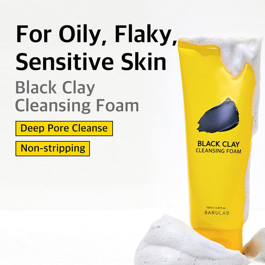 Black Charcoal Clay Cleansing Foam Daily Foaming Cleanser For All Skin Types | Pore Detoxification Moisturizing Nourishing Beta-Glucan Strengthens Skin Barrier Reduces Redness Korean Skincare