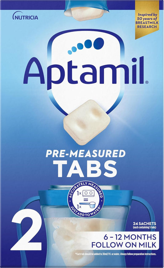Aptamil 2 Follow On Baby Milk Formula Pre-Measured Tabs, 6-12 Months, 120 Tabs (Pack Of 4) - 1 Tab = 1 Scoop (24G)