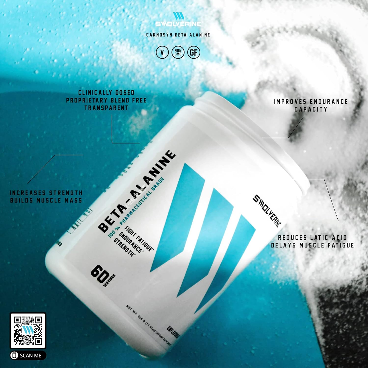 Buy Swolverine Beta-Alanine | Carnosyn, Instant-Release Amino-Acid, Delays Muscle Fatigue, Increases Muscular Endurance, Unflavored, 5G Per Serving, 300G (60 Servings) On  Free Shipping On Qualified Orders