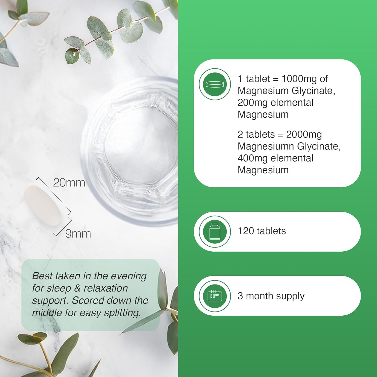 Zipvit Magnesium Glycinate 2000mg with 400mg Elemental, Plus Vitamin B6, 120 Vegan Tablets, High Strength Magnesium Supplements : Amazon.co.uk: Health & Personal Care