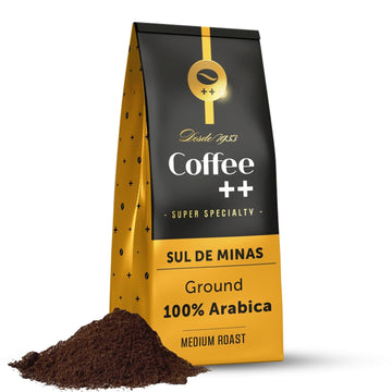 Coffee Plus Super Specialty Ground Coffee - Medium Roast & Intensity Fresh Coffee Grounds, Unique Aroma & Flavor Gourmet Coffee - 84 Sca Score, 100% Arabica, 89+ Cup Of Excellence Score - Yellow, 8.8 Oz