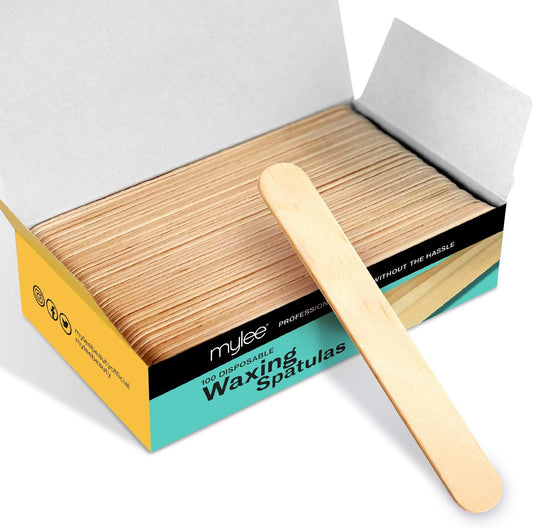 Mylee Premium Salon Quality Disposable Wooden Spatulas For Waxing, Pack Of 100, Hygenic And Suitable For Warm And Hot Waxes