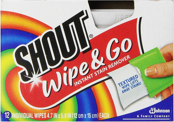 Shout Wipe & Go Instant Stain Remover Wipes, 12 Ct (12 Pack Of 12), Multi