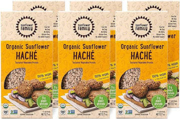 Organic Sunflower Haché - 6 Pack - 10G Protein - Plant Based Meat Substitute - Certified Organic, Sunflower Texture Protein